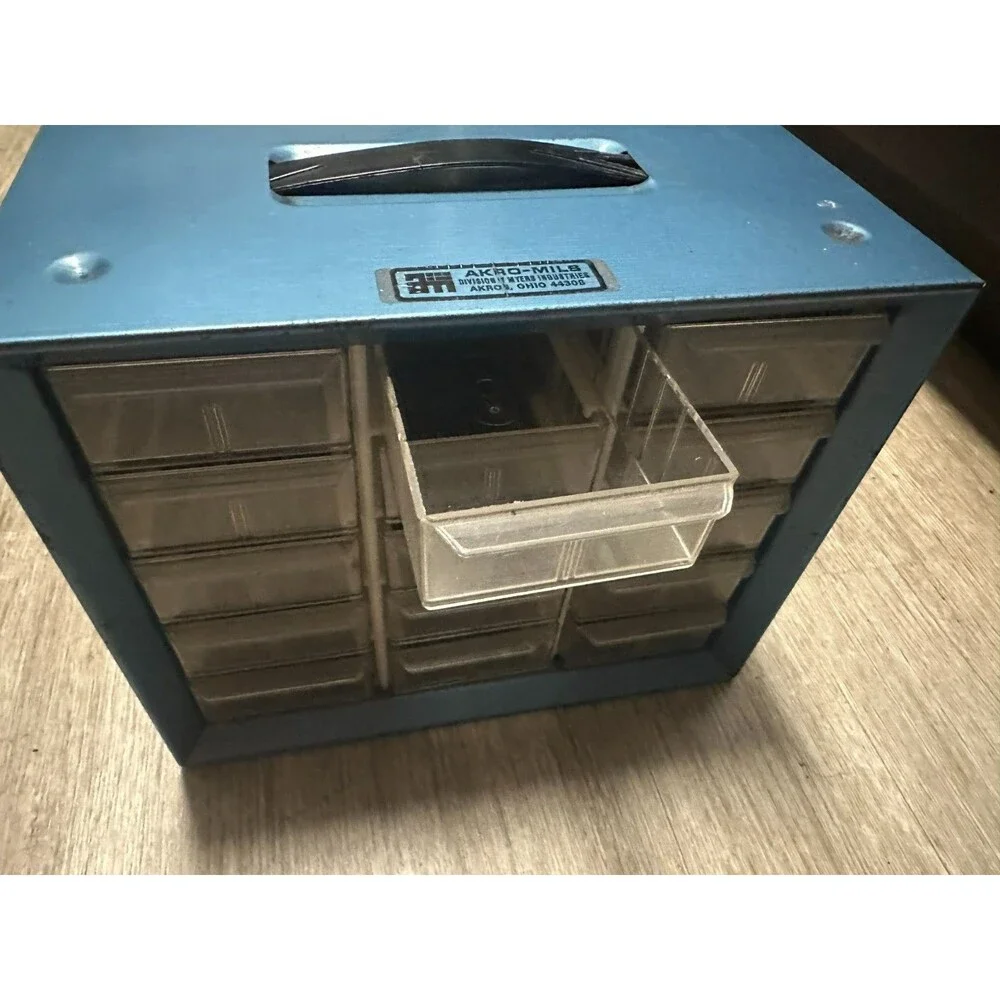 Akro-Mils Blue Metal 15-Drawer Storage Organizer Cabinet, Small Parts